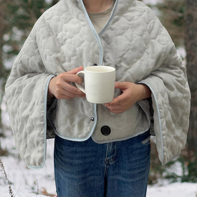 Wearable USB Electric Heated Blanket 3 Heating Levels Fleece Heated Blanket Quickly Heated Cape Pad for Home Office Car