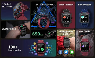 LOKMAT Ocean Max Sport Smart Watch New Flagship Waterproof Fitness Tracker BT Calls Smartwatches Heart Rate Blood Oxygon Monitor