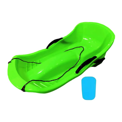 Snow Sled with Seat Cushion for 2 Persons with Double Brakes Includes Pull Rope Classic Wear Resistant Sand Sledding Sled Sledge