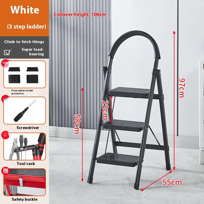 Adjustable Zigzag Folding Ladder 3 4 5 6 Step Thickened Carbon Steel Engineering Ladder Stable Climbing Tool for Home And Garden