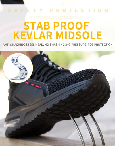 Lightweight Men's Safety Shoes Steel Toe Men's Work Shoes Slip Resistant Reinforced Shoes Man Fashion Breathable Sneaker