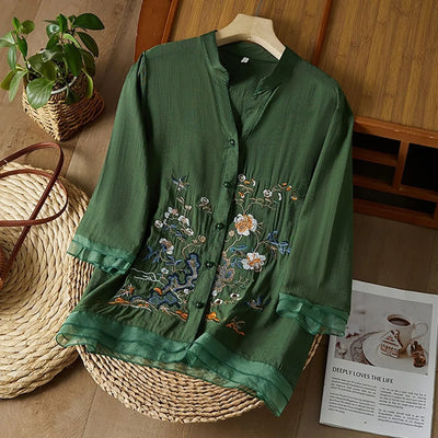 3/4 Sleeve Linen Tops For Women