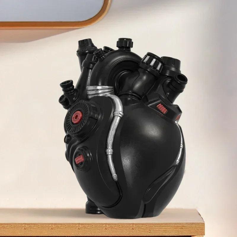 Home decor mechanical heart cardiac vase desktop decoration crafts resin flower arrangement ornaments