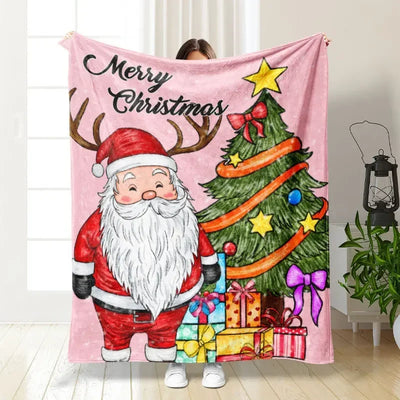 Merry Christmas Blankets Fleece Decoration Portable Ultra-Soft Throw Blanket for Home Car Plush Thin Quilt Blanket