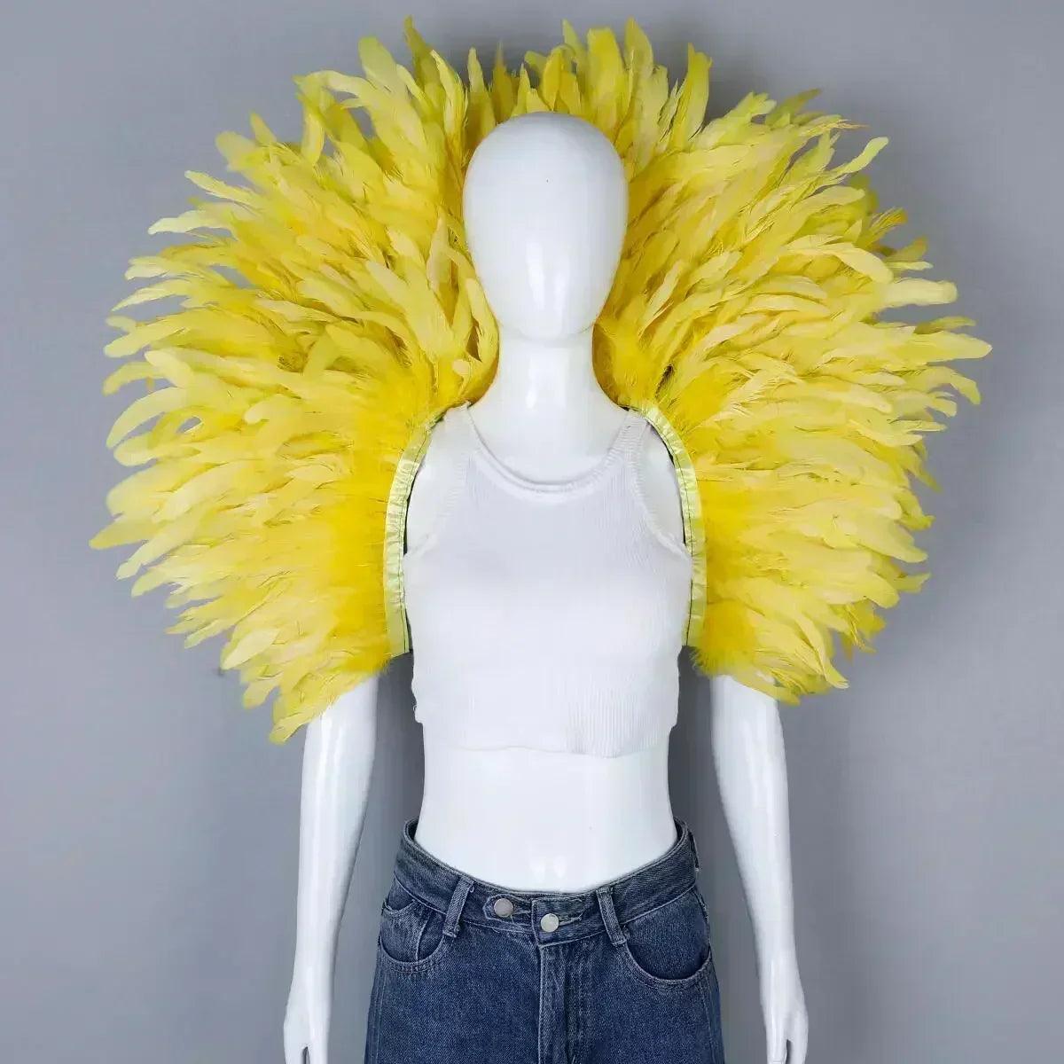 Designer feather scarf (punk halloween carnival masked ball party)accessory