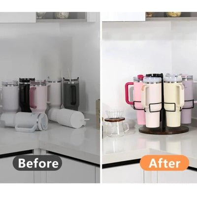 Spinning Cup Holder Desk Multipurpose Cups Holder Wooden Metal Organizer Kitchen Room Fixed Stand Decoration Accessories Items