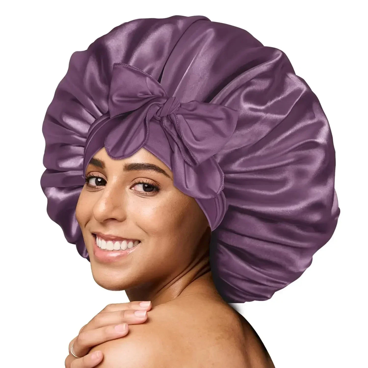 Silk Bonnet for sleeping Women Satin bonnet Hair Bonnet Night Sleep Cap Scarf wrap for Curly Hair with tie Band Black