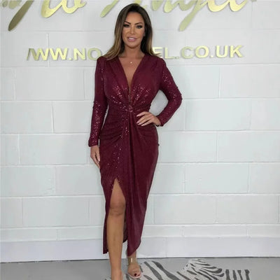 Elegant Deep V Neck Bodycon Dress for women