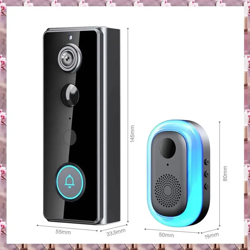 2025 Doorbell Camera Wireless Outdoor With Chime,180° Head-To-Toe View, 2K Video Doorbell No Subscription,Tuya 2.4Ghz Wifi,Doorb