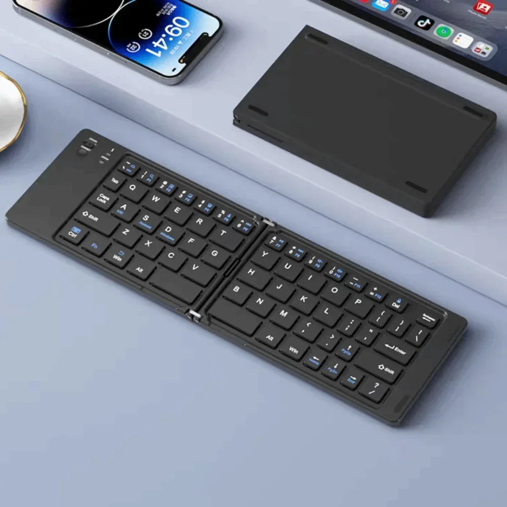 Mini Wireless Folding Keyboard Slim Design Lightweight Bluetooth Keyboard Universal Rechargeable Foldable Keyboard Notebook