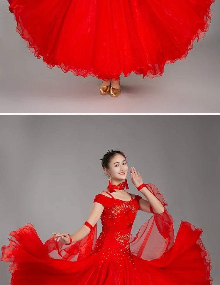 2025 Newest Woman Ballroom Dance Competition Dress Dance Ballroom Waltz Standard Dance Dress Women Ballroom Dress 009