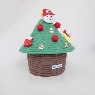 Woven Christmas Tree Storage Basket Christmas Gift Ornament Desktop Home Toy Snacks Toiletries Storage Box Home Decoration