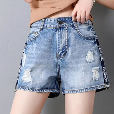 Women's Denim Shorts Ripped Boxer High Waist Female Short Jeans Pants Cheap Offer Aesthetic Hot Kpop Harajuku Fashion Stretchy