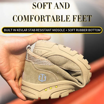 Men's safety shoes are impact resistant, puncture resistant, soft, comfortable, breathable, non slip, and lightweight work shoes