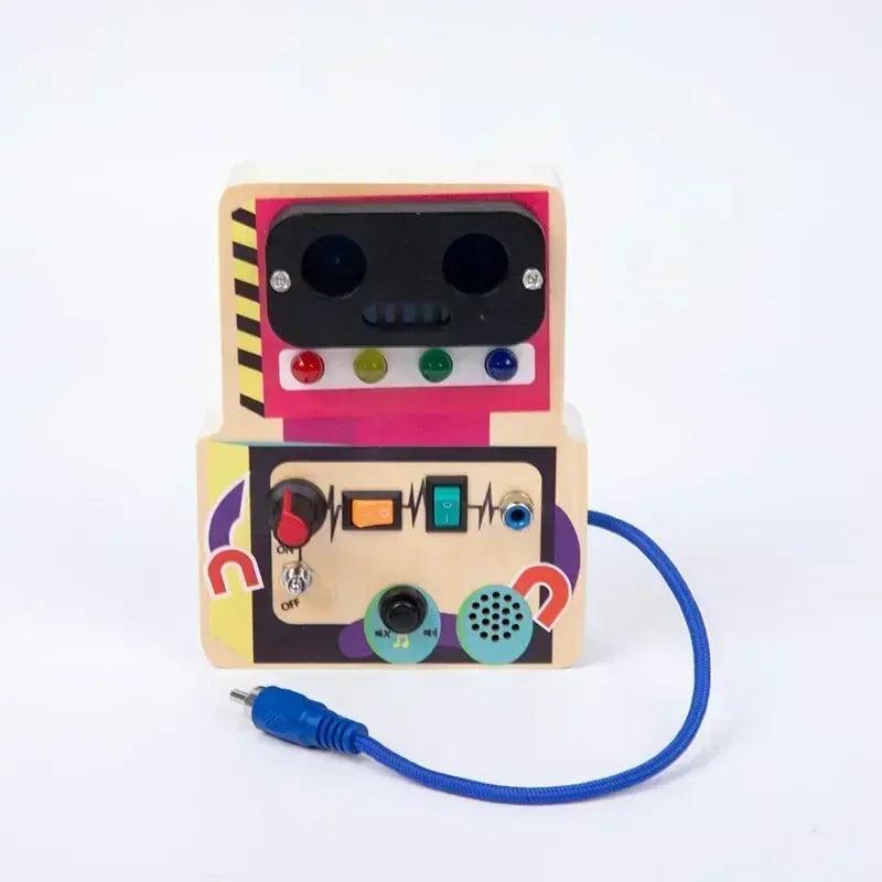 Montessori busy board sensory toys wooden with led light switch control travel activities children games for 2-4 years