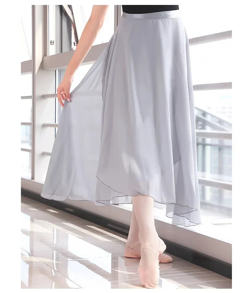 Chiffon Ballet Tutu Dance Skirt Dance Skate Wrap Scarf Gymnastics Ballerina Lyrical Long Ballet Skirt Ballet Dance Dress Women