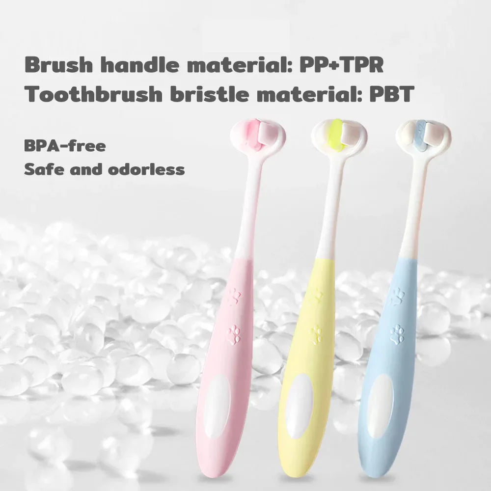Pet Toothbrush 360 Degree 3-Sided Brush Head Cleans Gentle On Gums And Teeth Dog Cat Toothbrush Toothpaste Set