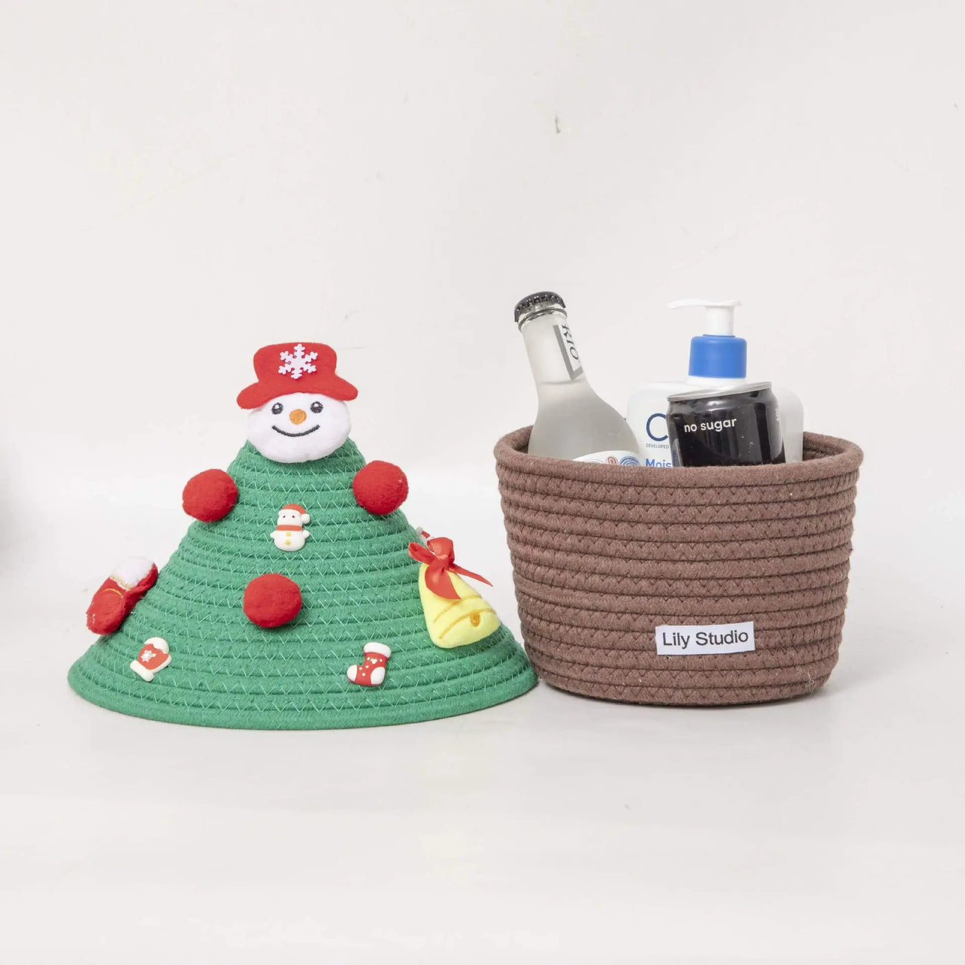 Woven Christmas Tree Storage Basket Christmas Gift Ornament Desktop Home Toy Snacks Toiletries Storage Box Home Decoration