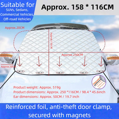 Magnetic Snow Shield for Cars - Heavy Duty Windshield Cover, Frost Protection & All-Season Sunshade | Universal Fit,Easy Install
