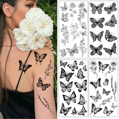 Sexy Temporary Tattoos For Women Water Transfer Sketch Tattoo Sticker Long Lasting Waterproof Body Art Tattoos Accessories