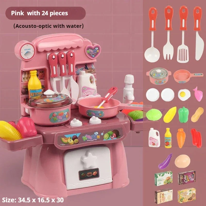 Simulated Kitchen Toys  Kitchenware Lighting and Sounds Cooking Game Set Children Fun Educational Toy Educational Toy