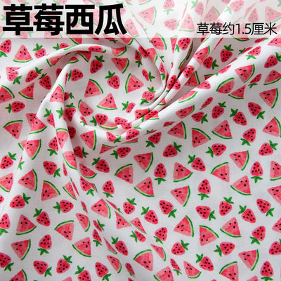 145x50cm Handmade Pink Strawberry Cotton Fabric for DIY Clothing, Ins Countryside Dress for Baby and Pet Cloth