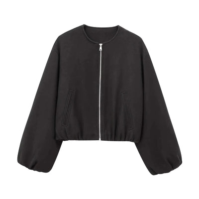 Zipper Bomber Jackets for Women Soft Cropped Long Sleeve Sports