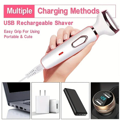 2025 4 In 1 Electric Lady Shaver Body Hair Removal Epilator Painless Cordless Trimmer Razor Gifts For Women 2025 - Elanique