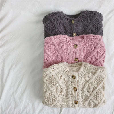 Girls' Sweater Coats 2025 Spring Autumn New O-neck Solid Soft Knitted Cardigan Korean Children's Casual Loose Sweaters