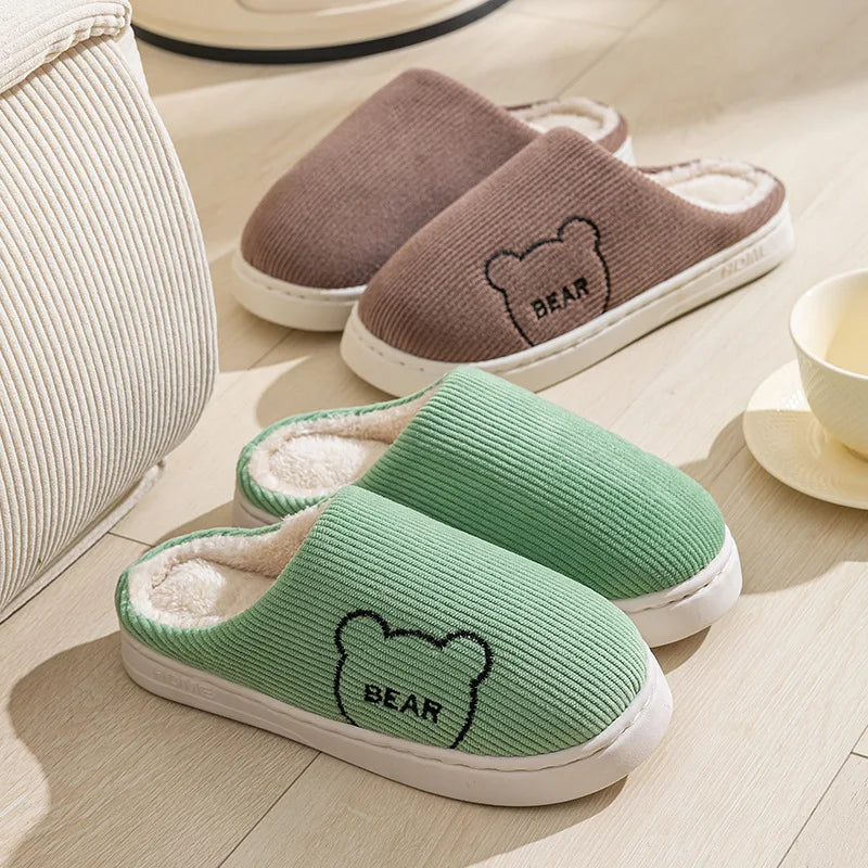 New Model 2025 Winter Warm Plush Slippers Non Slip Soft Indoor Bedroom Couple Home Shoes Flat Heel Comfort Autumn Footwear
