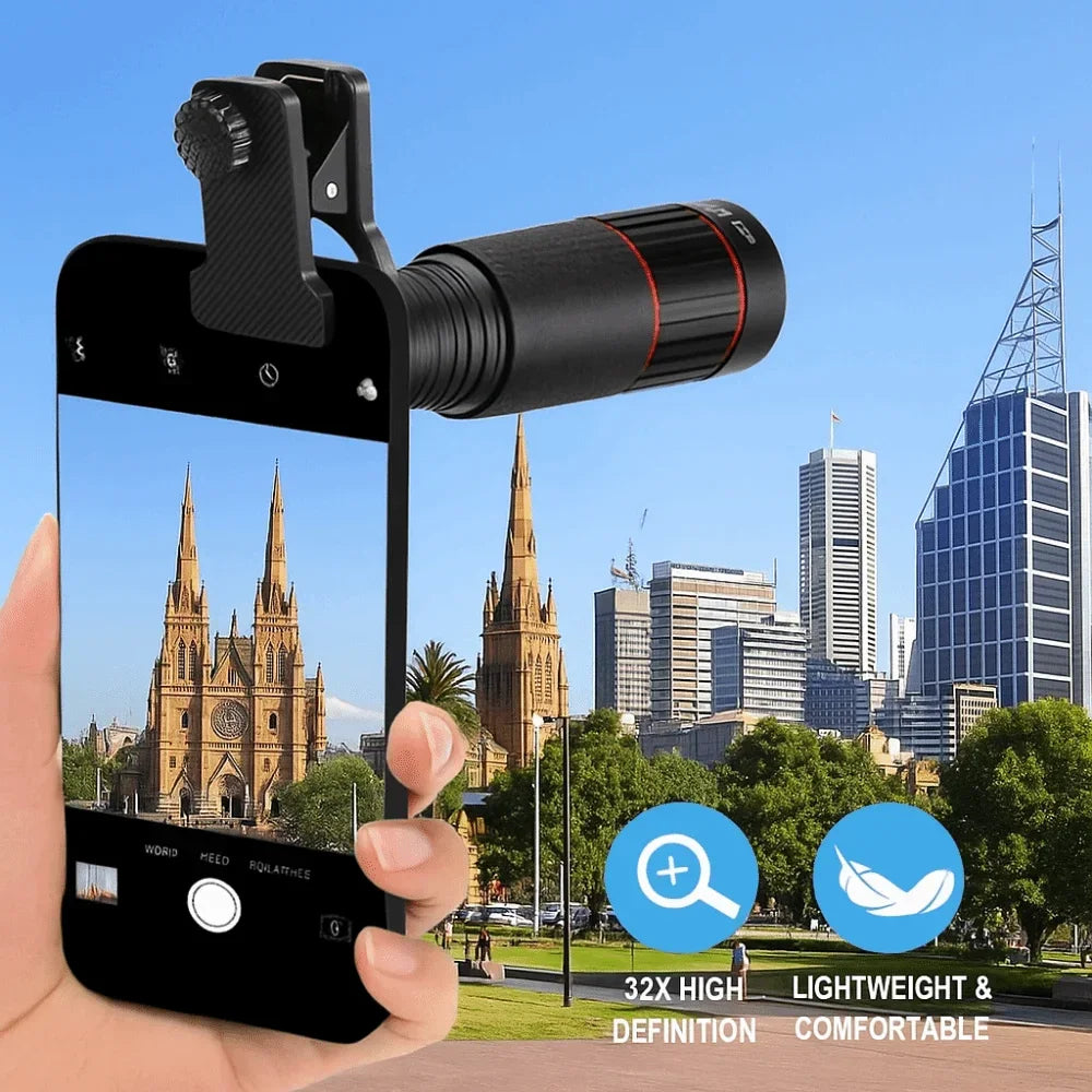Universal HD Optical Cell Phone Lens Telephoto Lens Monocular Monocular Zoom Cell Phone Lens 32X Tripod Mobile Phone Lenses