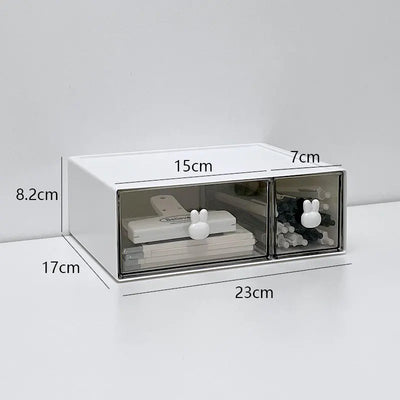 Desk Organizer 3 Layers Desktop Storage with Drawer Organizer Large Capacity Drawer Hairpin Makeup Cosmetics Jewelry Storage Box