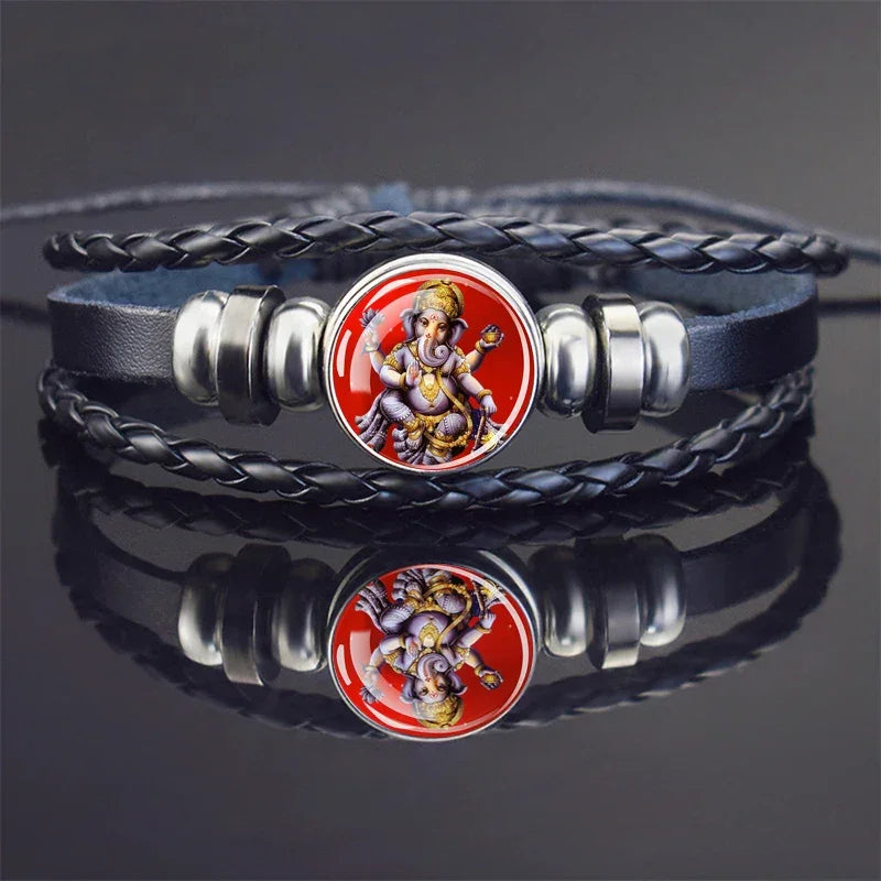 Hinduism God Bracelets Ganesha Vishnu Shiva Amulet Bracelet for Men Women Goddess of Kashmi Wealth Bangle India Buddhism Jewelry
