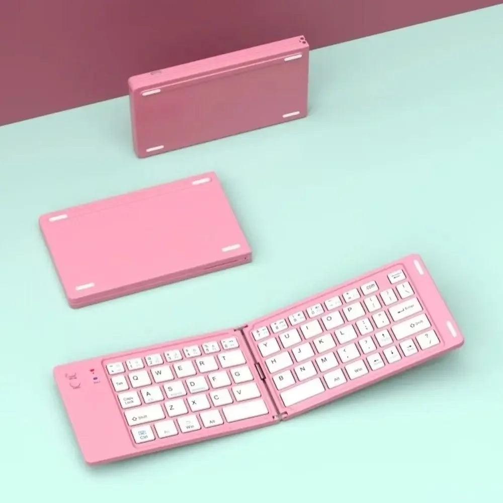 Mini Wireless Folding Keyboard Slim Design Lightweight Bluetooth Keyboard Universal Rechargeable Foldable Keyboard Notebook