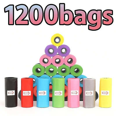 Random Color Cartoon Paw Graphic Dog Poop Bags Pet Poop Bags Leak-Proof Dog Waste Bags For Pet Supplies