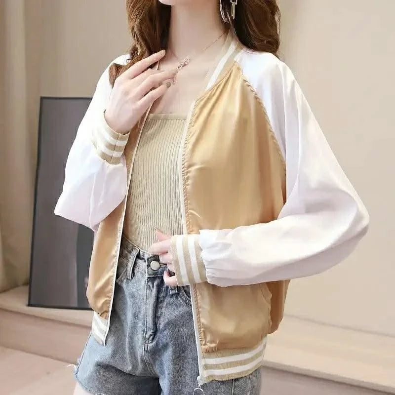 Bomber Jacket for Women Loose Short New in Baseball Aviator Coat