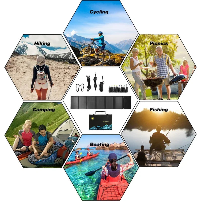 Solar Panel 600W 1000W Portable Folding Bag USB+DC Output Charger Outdoor Power Supply for Home Mobile Phone Power Generator