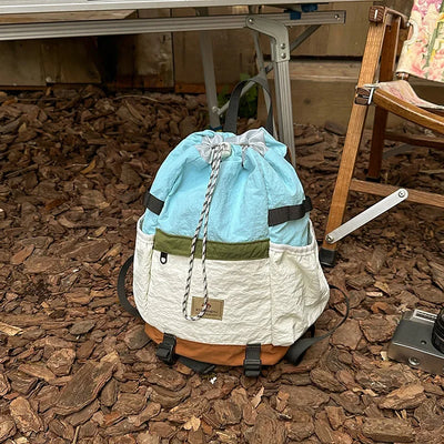 2025 Mountain Style Backpack Couple, Retro Color Block Hiking Bag, Lightweight Large Capacity Daypack for Outdoor