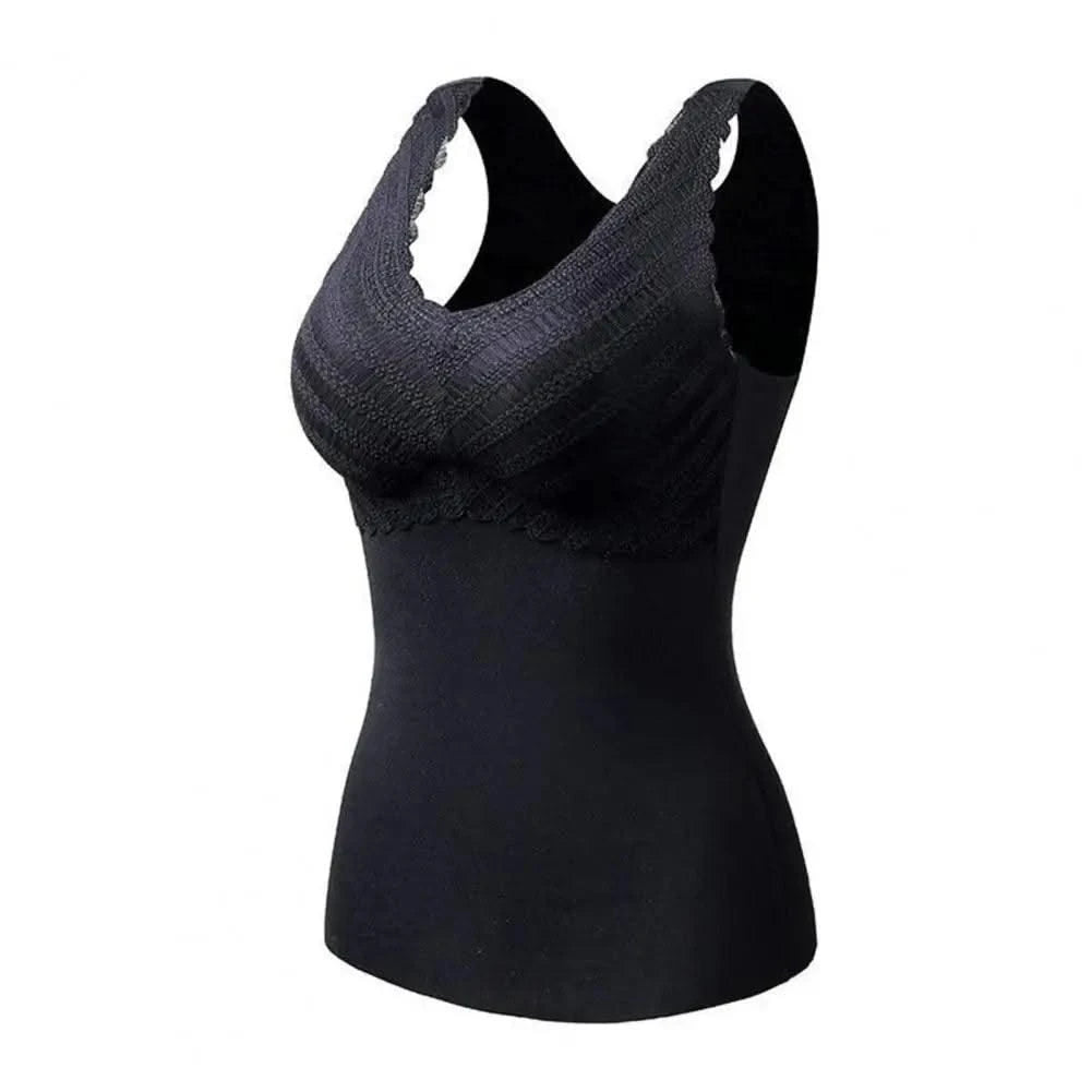 Thermal Underwear Vest Padded Vest Thermo Seamless Lace Velvet Lining Tube Top Bottoming Vest Women Winter Warm Undershirt