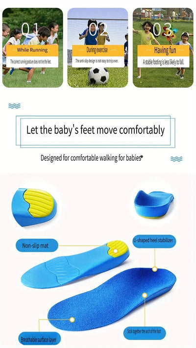 Kids Orthotic High Arch Support Insoles Orthopedic Sport Insoles for Children Plantar Fasciitis Support Shock Absorbing Shoe Pad