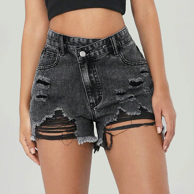 Denim Shorts Holes Shorts For Women Fashion High Waist Wide Leg Short Jeans Female Designer Casual Street Short New Pantalones