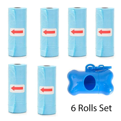 Disposable Pet Poop Bags Dog Poop Bag Bone Dispenser with Leash Clip Puppy Dog Products Supplies 5Roll(75Pcs) Bags