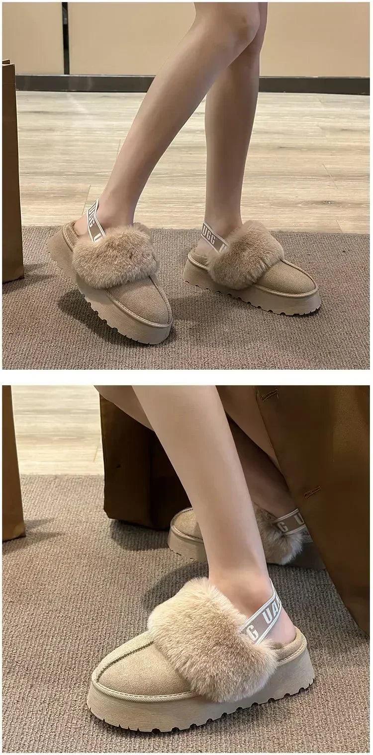 2024 new winter snow boots for women - fur lined with thick fleece and warm cotton