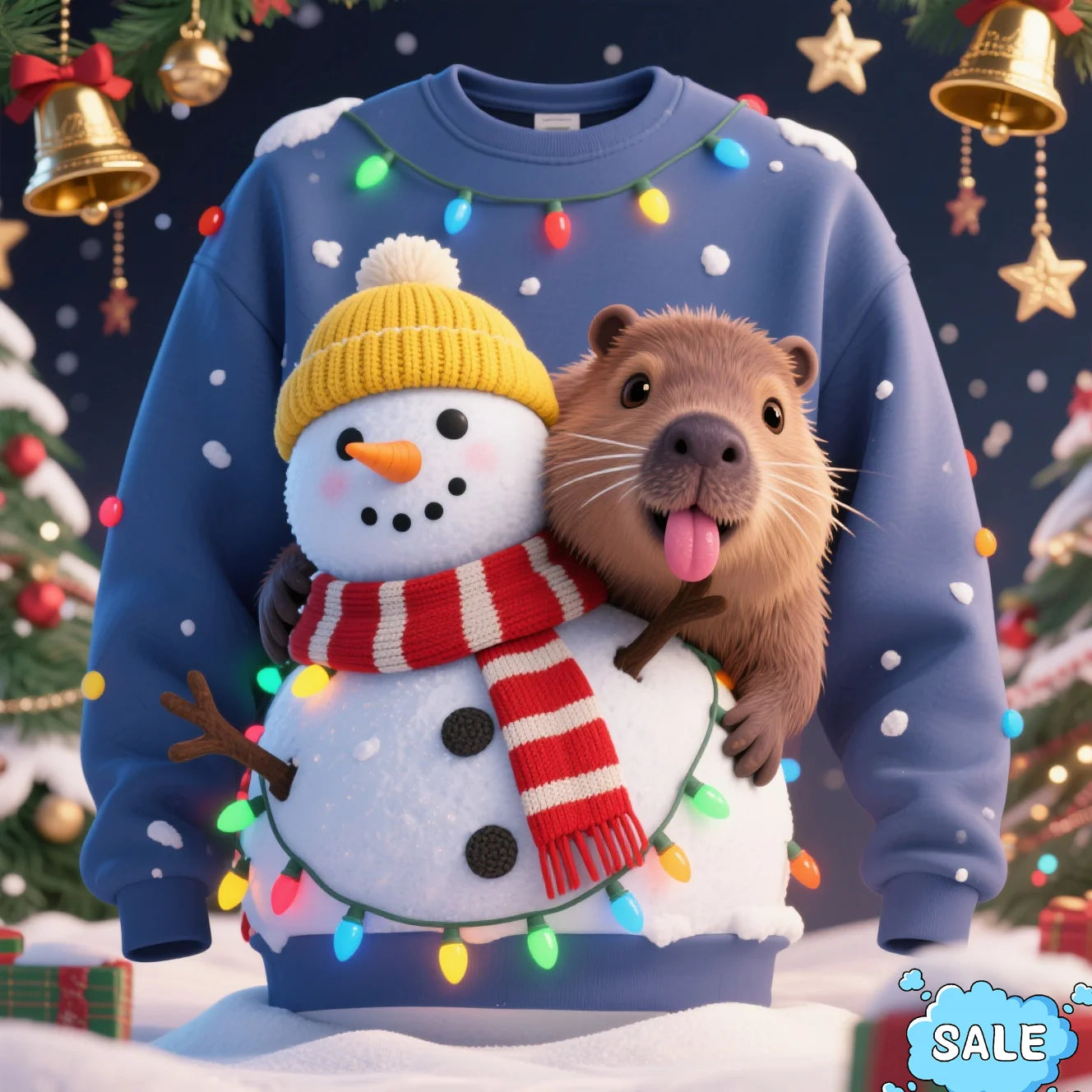 2025 Animal Ugly Christmas Sweaters 3D Funny Hat Capybara Printed Holiday Party Xmas Sweatshirt For Party Xmas Kids Sweatshirts