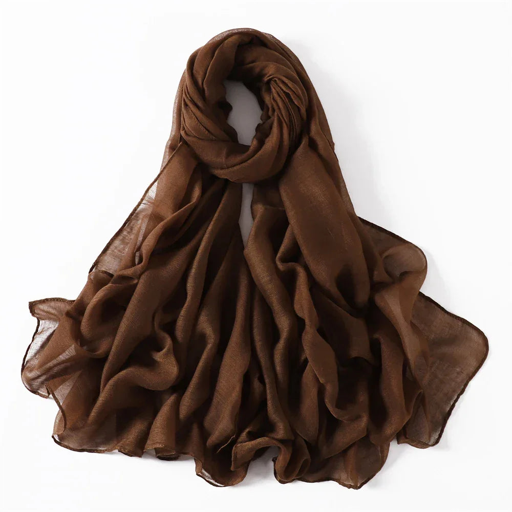 New Cotton Linen Scarf For Women Girls Students Autumn Classic Solid Color Scarves Retro Soft Foulard Viscose Female Wrap Shawls