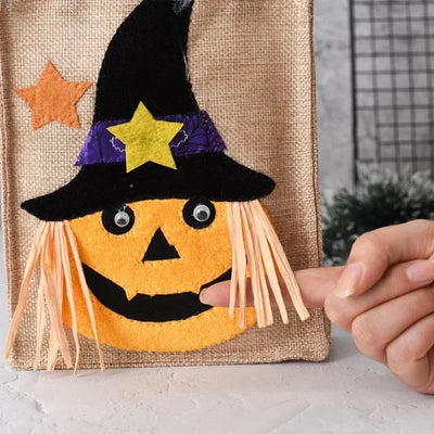 Halloween Decorations Party Gift Basket Pumpkin Ghost Felt Linen Candy Basket Bag for Kids Child