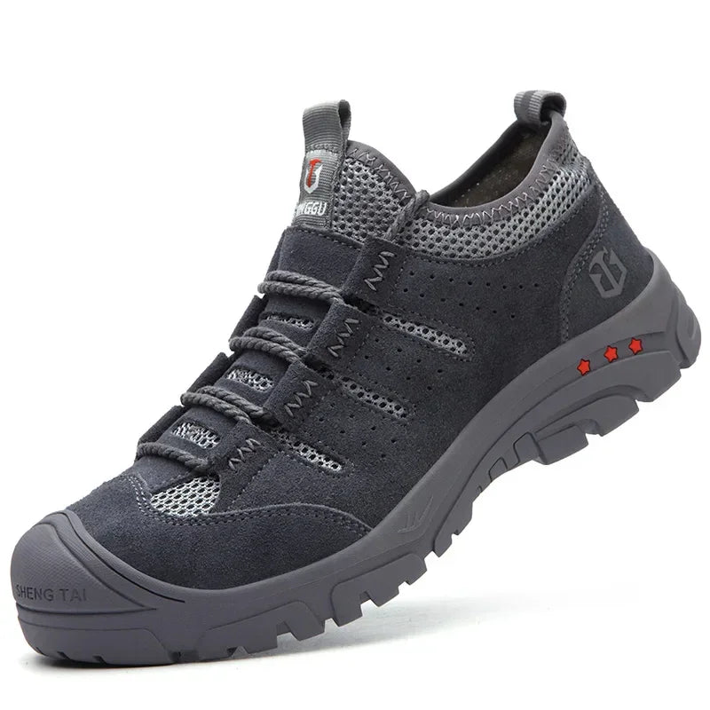 Men's safety shoes are impact resistant, puncture resistant, soft, comfortable, breathable, non slip, and lightweight work shoes
