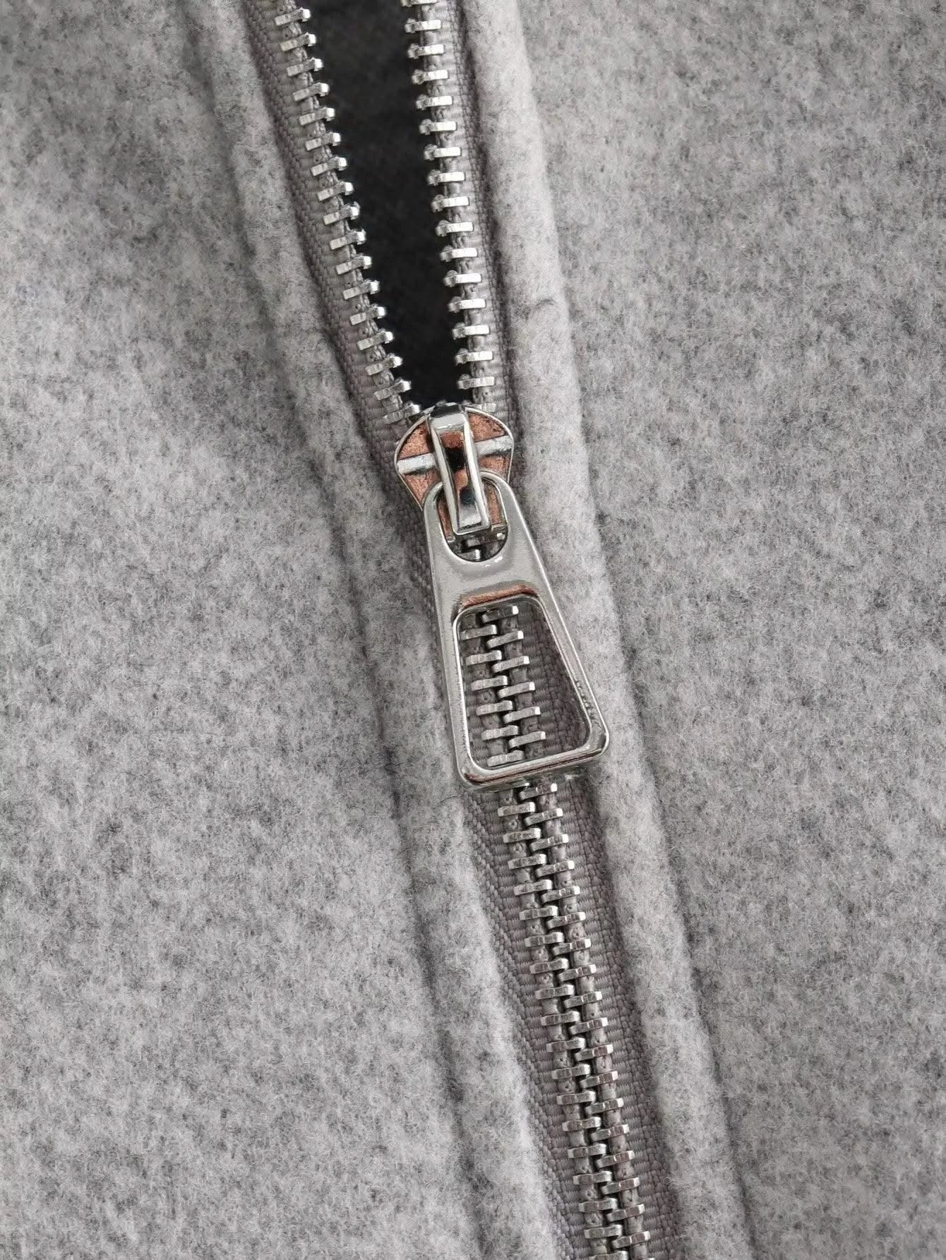 Women's Soft Bomber Jacket High Collar Long Sleeve Zipper Front Pocket