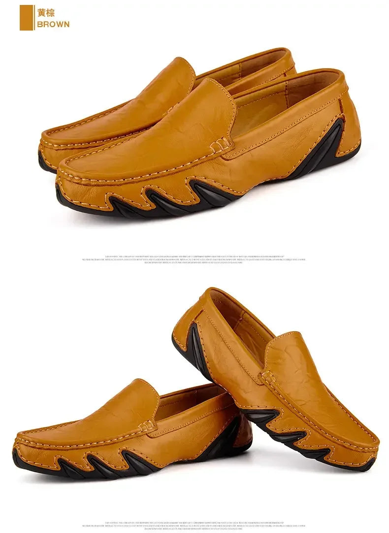 Autumn Shoes for Men Leather Casual Shoes Luxury Italian Men's Loafers Moccasins Breathable Black Versatile Driving Shoes 2024