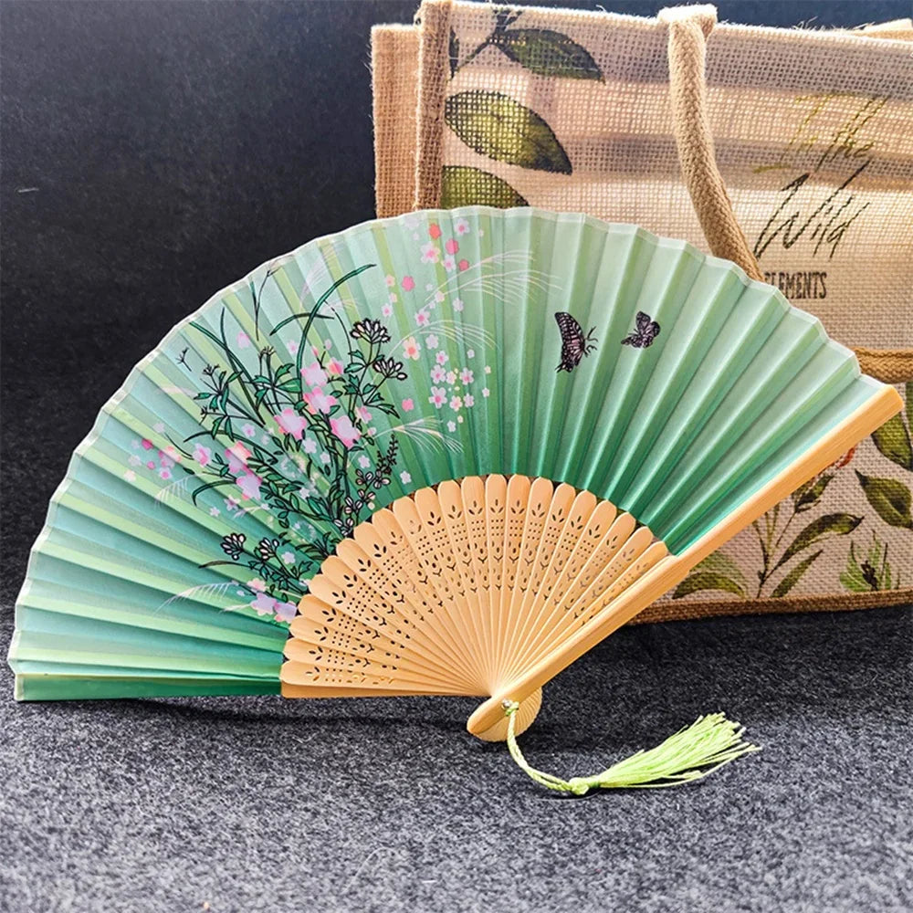 Folding Hand Fan Weddings Traditional Chinese Japanese Korean Art Craft Gift Bamboo Room Dance Props Wood Fans Home Decorations